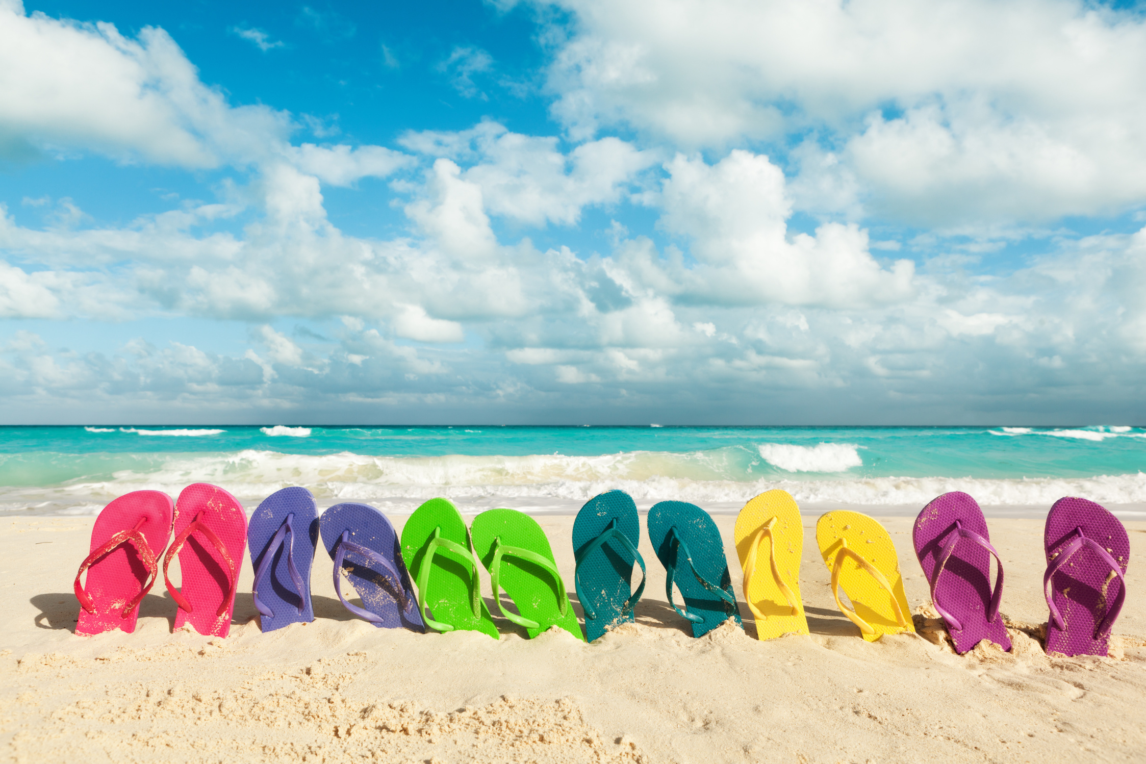 Flip-flops in Beach for Spring Break Party and Summer Vacation